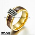 fashion wedding ring tungsten and silver ring combined ring with wood and cz 1