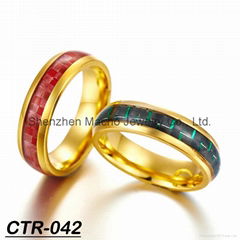 cheap gold plated ring gold tungsten ring ring man with carbon fiber