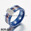 freemason ring with CZ inlay ceramic ring blue ceramic ring with silver
