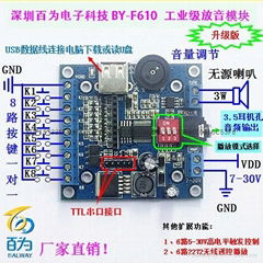 BY-F610工业级播报板，设备语音提示板，MP3多路放音板