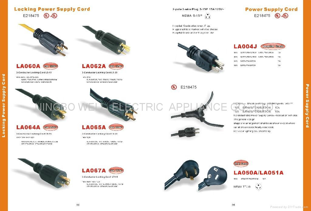 UL NEMA 10-30P/10-50P/14-30P/14-50P Rang & Dryer Cords ... nema l5 20r wiring diagram 