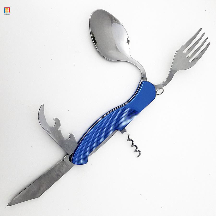 Multifunction Stainless Steel Cutlery Set for Outdoor Camping