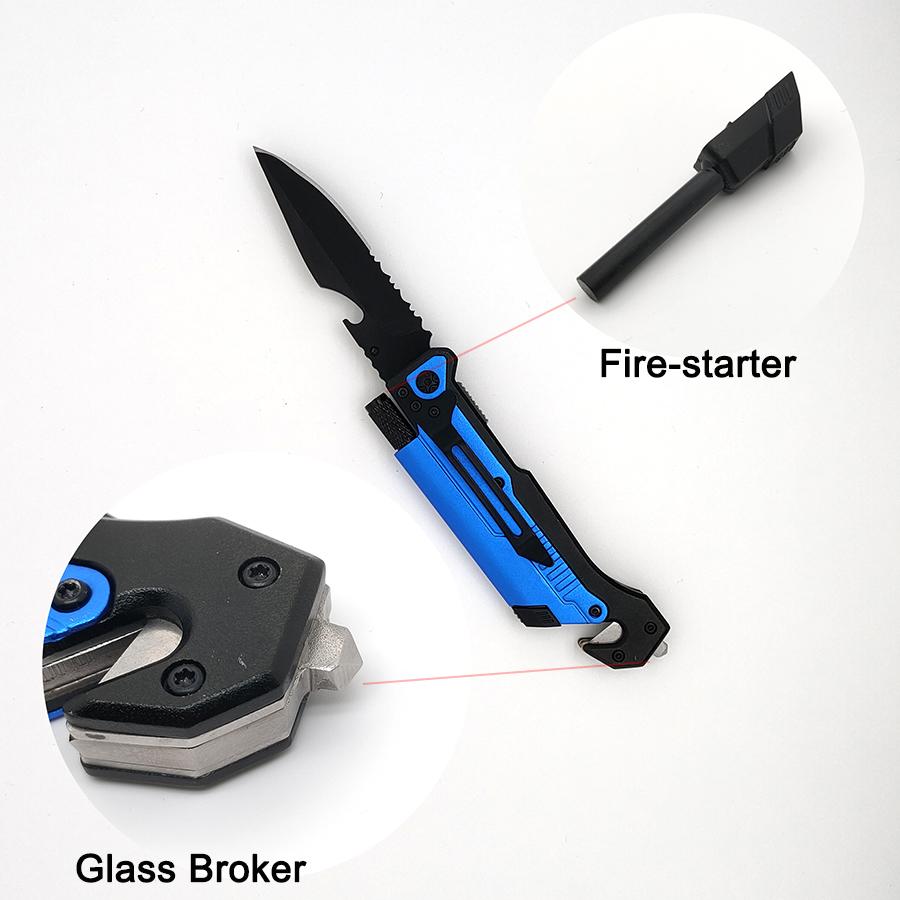 Stainless steel Multifunctio Foldable Hunting Knife with Fire-starter 2