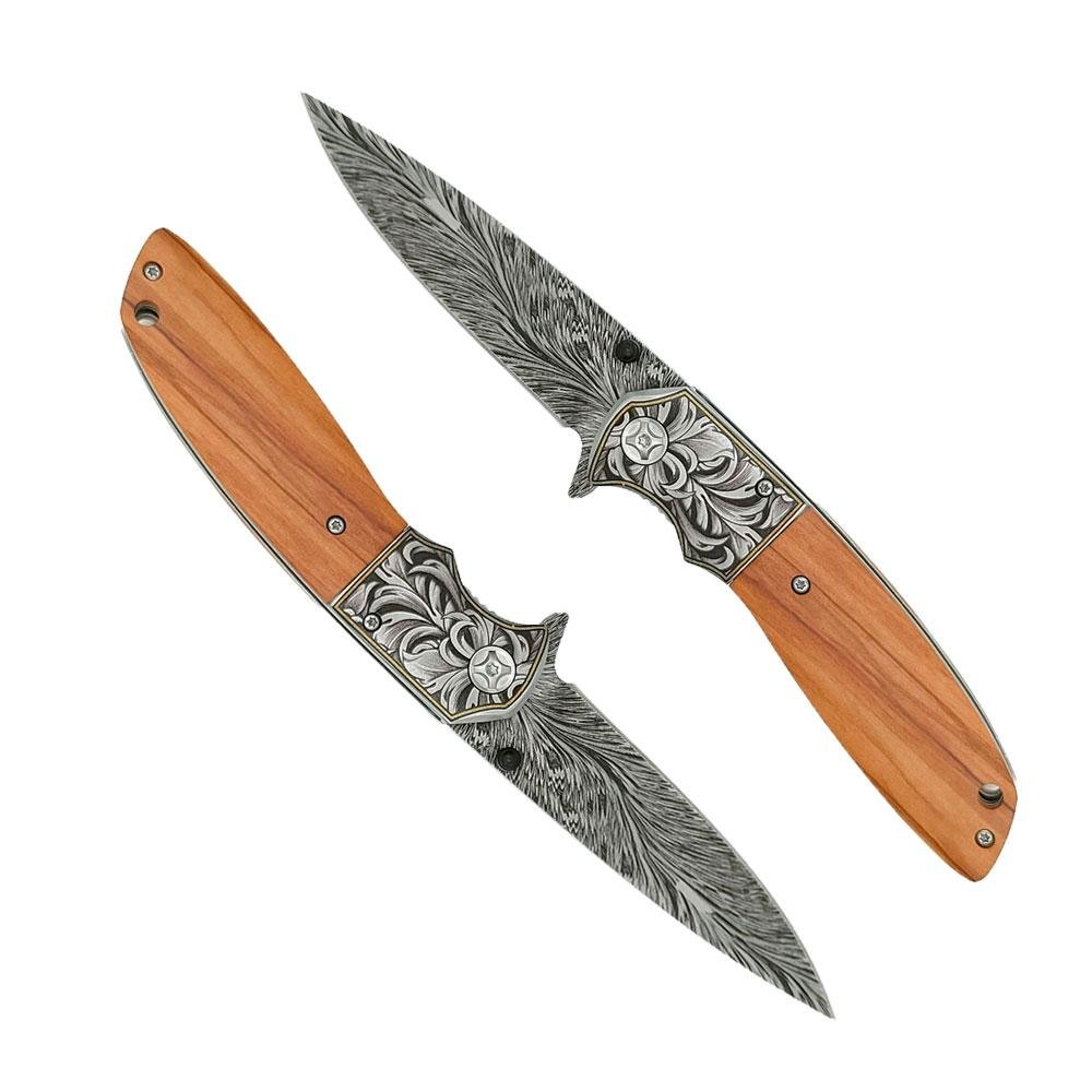 Stainless Steel Survival Foldable Hunting Knife with 3D printing handle