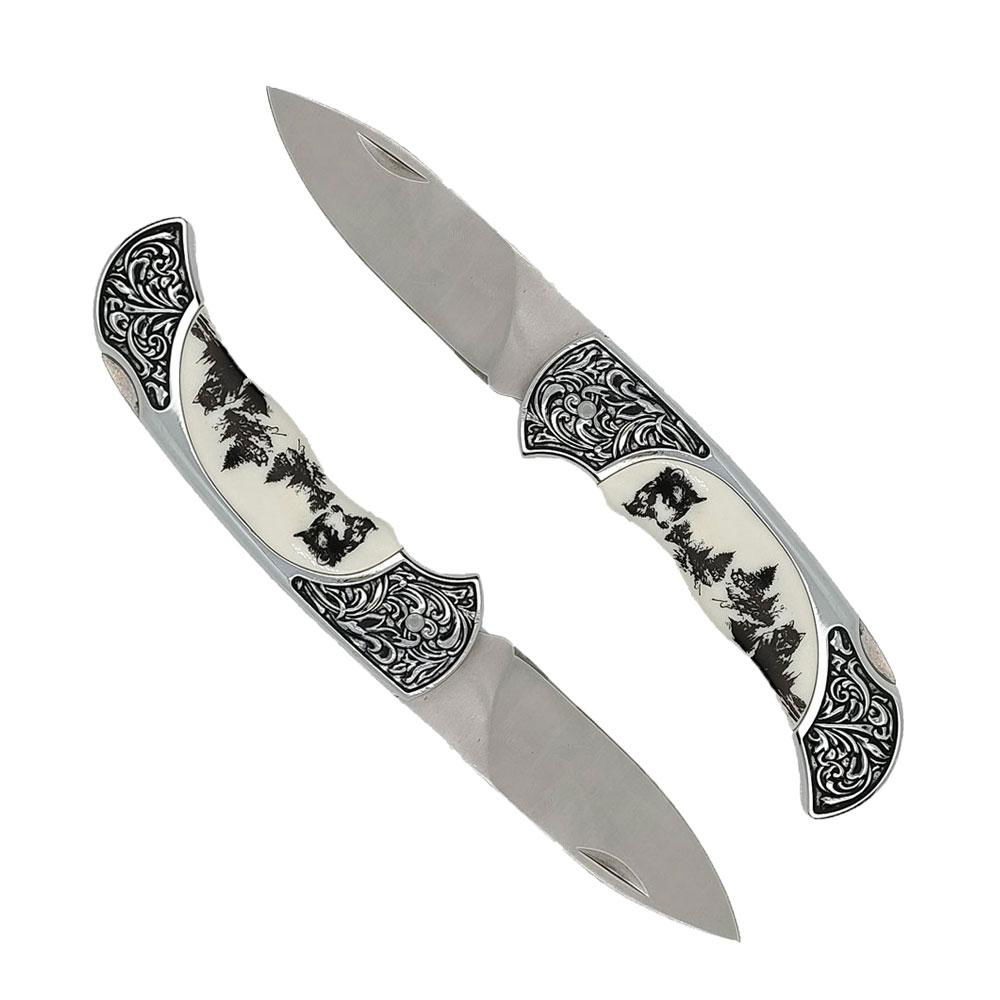 Folding Army Hunting Survival Knife with maple handle