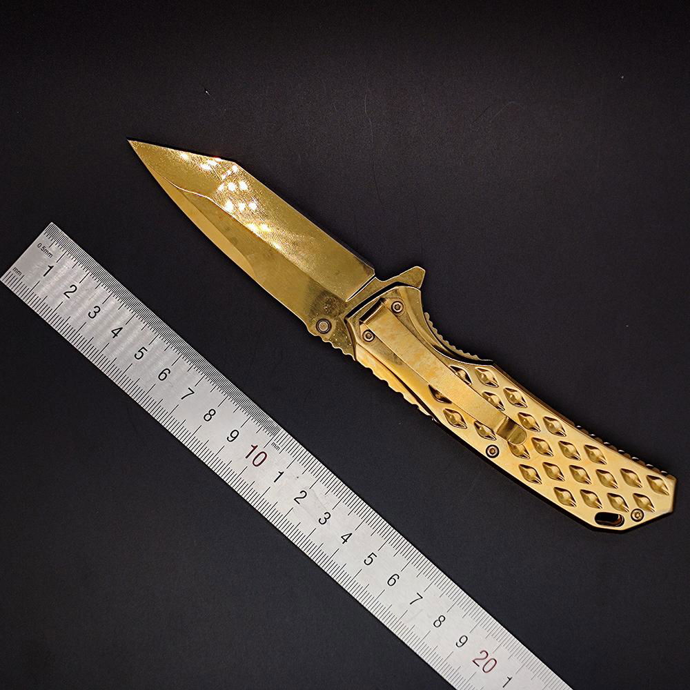 Titanium coating survival hunting combat camping folding blade knife 3