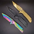 Titanium coating survival hunting combat camping folding blade knife 1