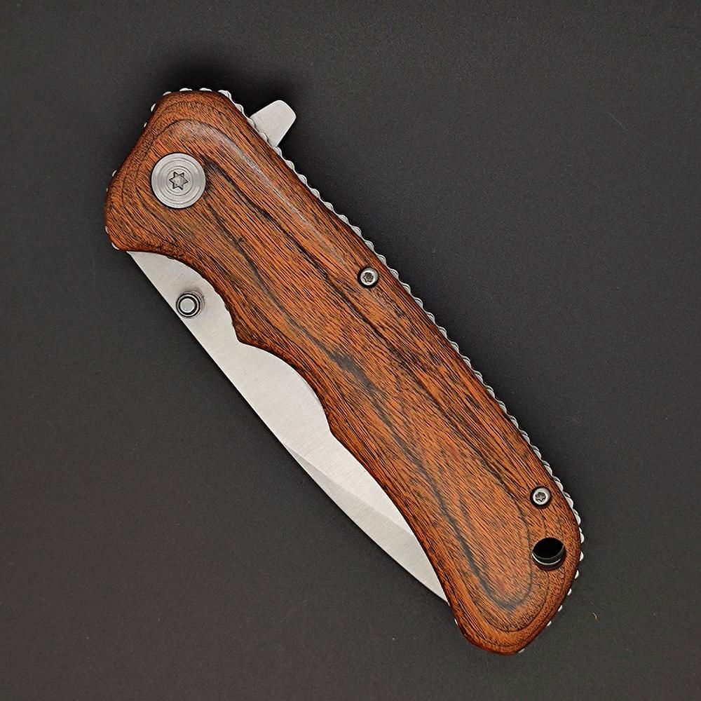 folding knife camping knife steel blade wood handle knife 3