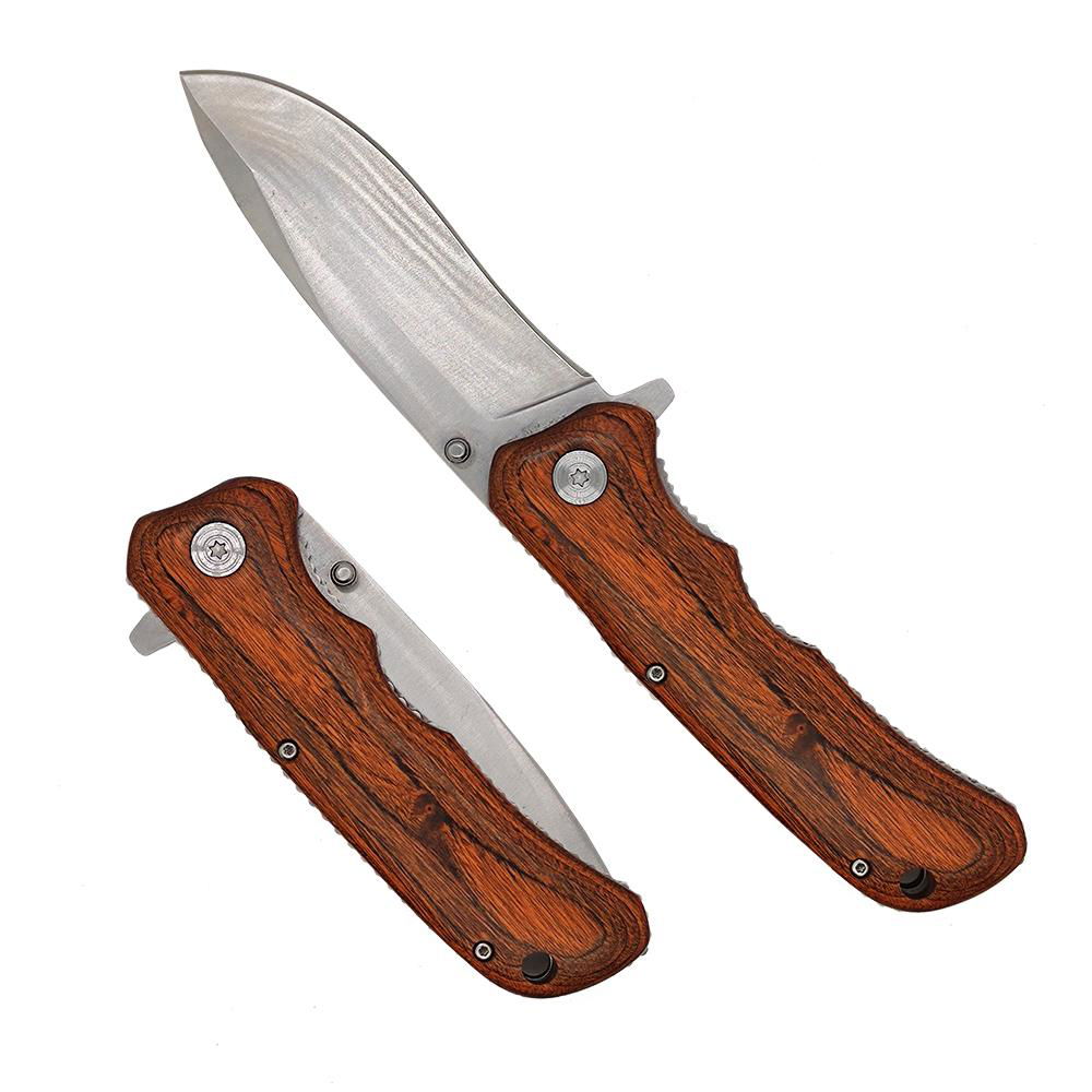 folding knife camping knife steel blade wood handle knife 2