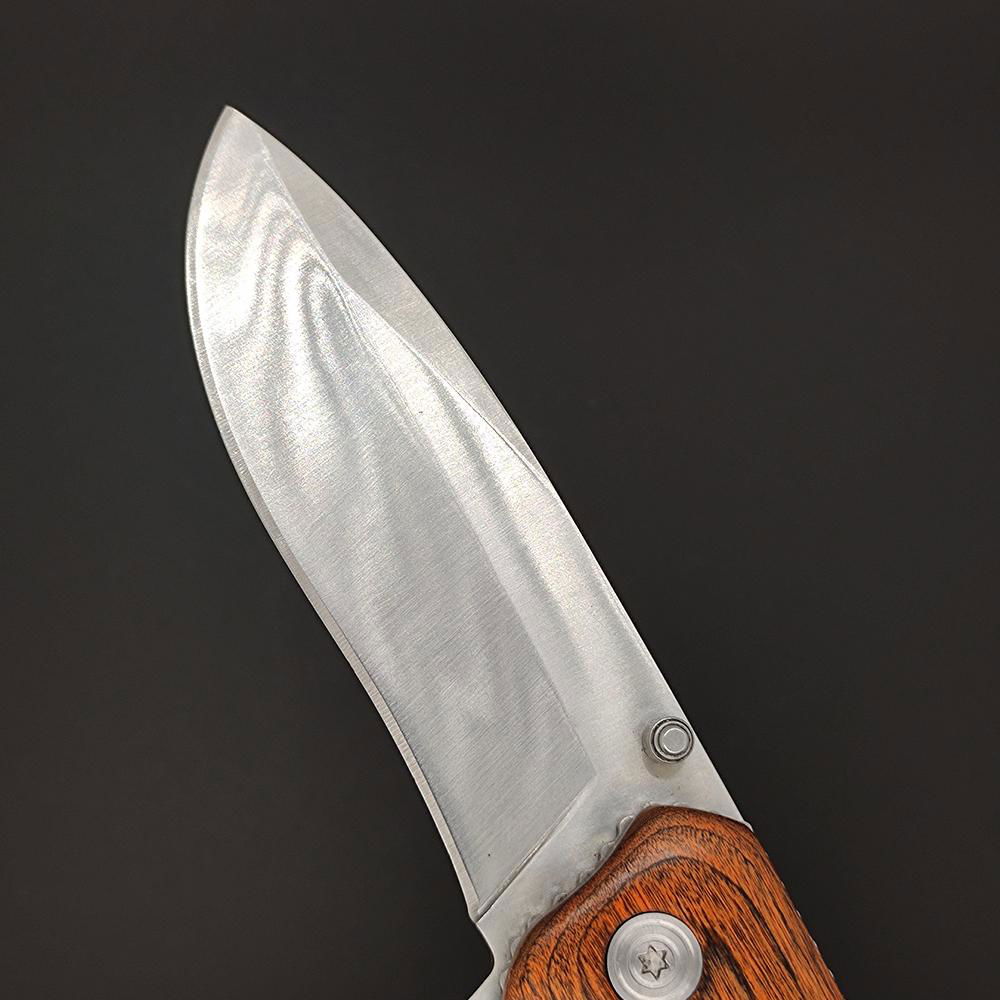 folding knife camping knife steel blade wood handle knife 4