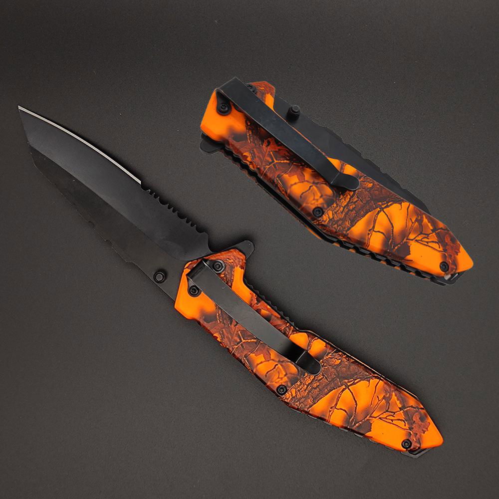 Orange cool black blade camping self defence knifes 2