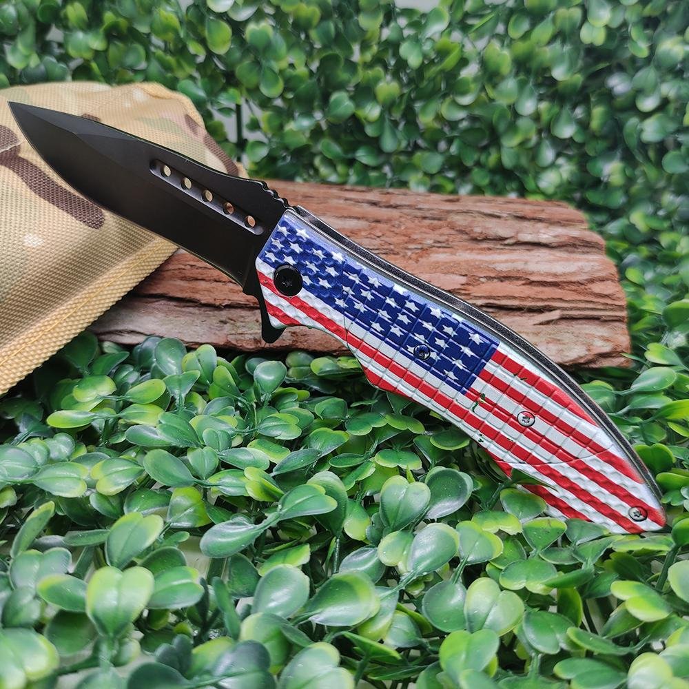 USA flag Tactical Survival Outdoor Folding Pocket Knife 5