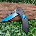 hunting folding knife blue titanium outdoor survival knife