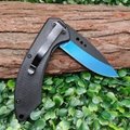 hunting folding knife blue titanium outdoor survival knife 4