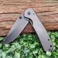  Carbon Fiber Handle Folding Knives with Clip for Outdoor Survival 