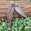 Multi functional custom wooden EDC hunting tactical titanium knife 4
