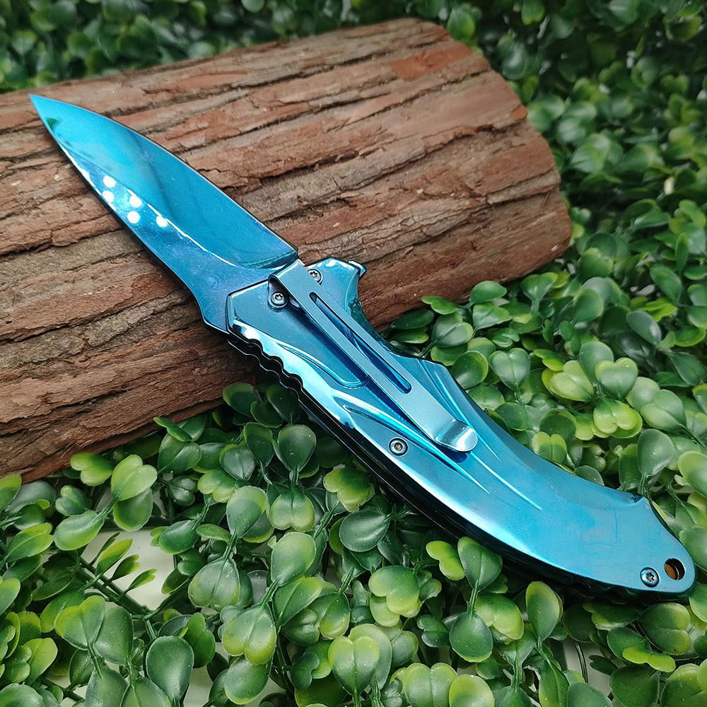 Blue Camping Tool 3Cr13 Blade Tactical Survival Hunting Knife  2