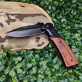 Black Wood Folding Pocket Survival Knife Stainless Steel Folding