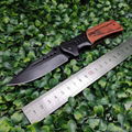 Black Wood Folding Pocket Survival Knife Stainless Steel Folding