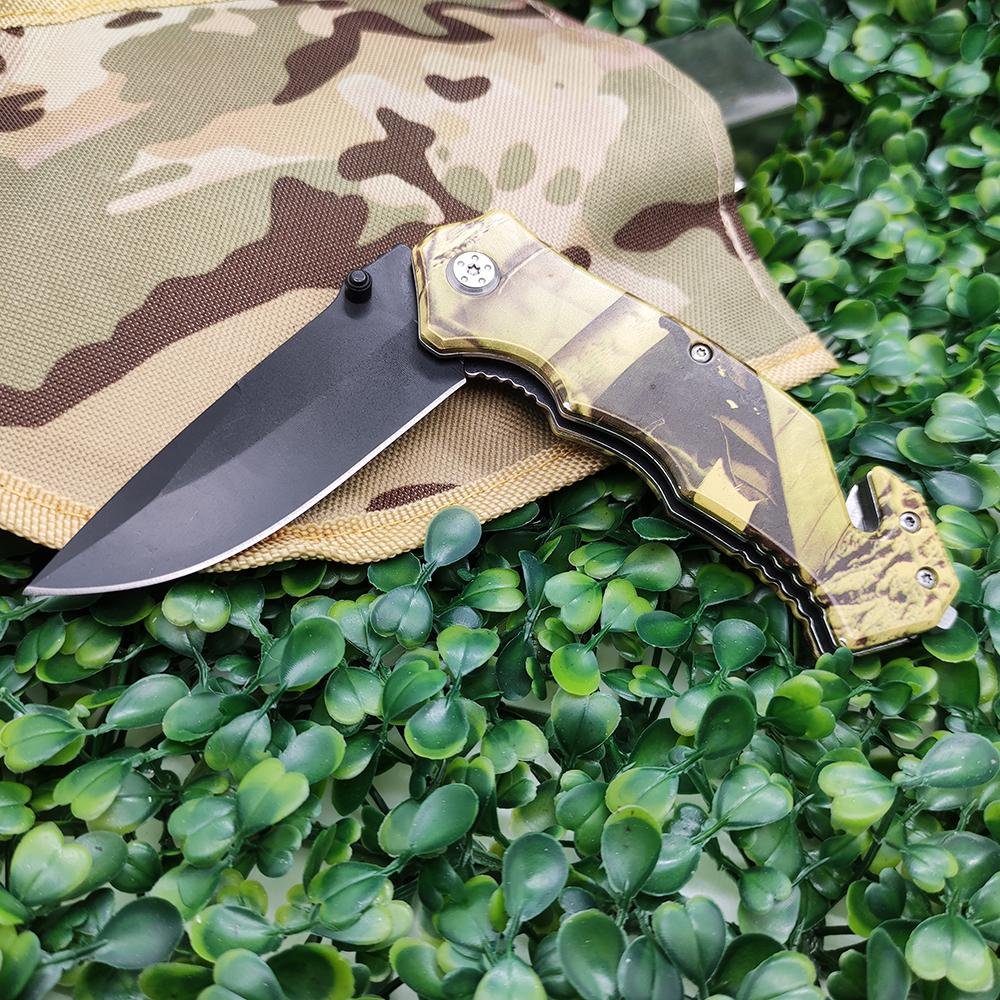 Survival Pocket Knife with Glass Custom Logo Aluminum Stainless Steel 3