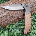 Custom portable tactical folding wooden handle outdoor pocket knife camping knif