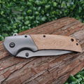 Custom portable tactical folding wooden handle outdoor pocket knife camping knif