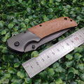 Custom portable tactical folding wooden handle outdoor pocket knife camping knif