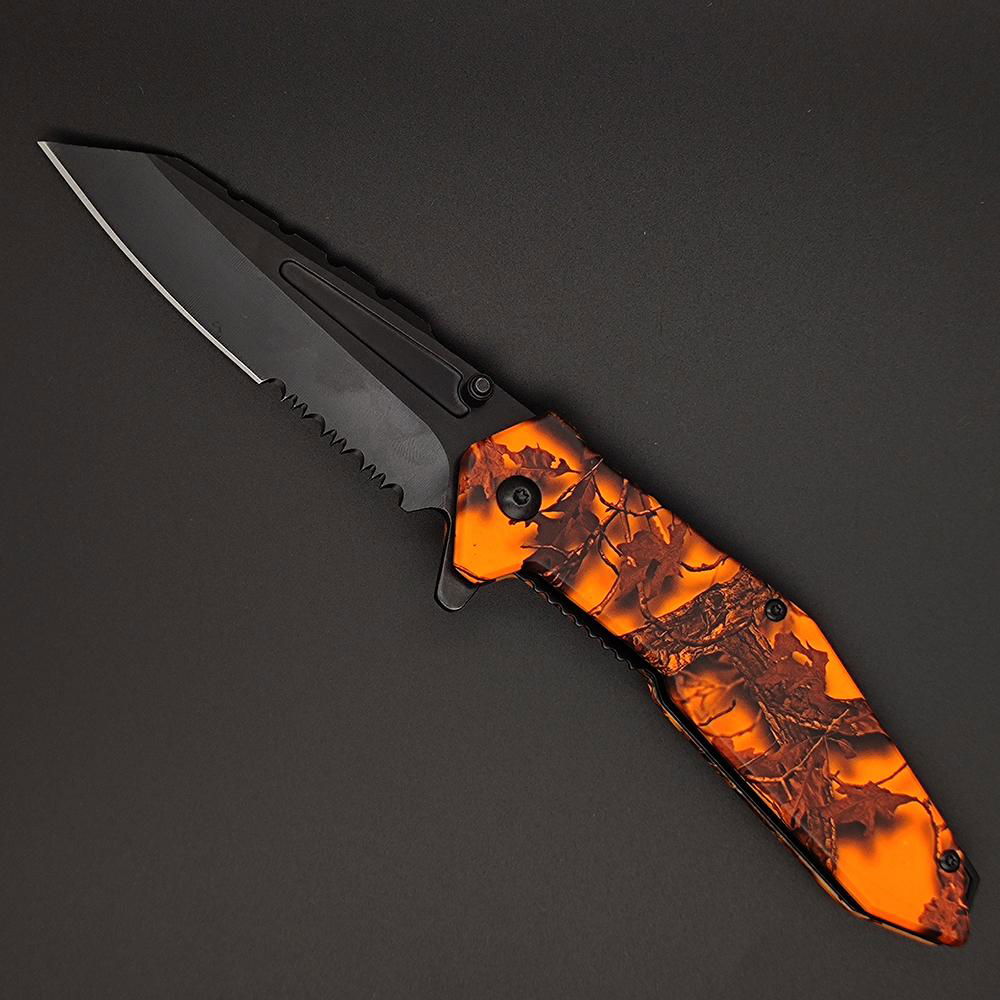 Orange custom slide blade knifes survival knife folding hunting pocket  knife 4