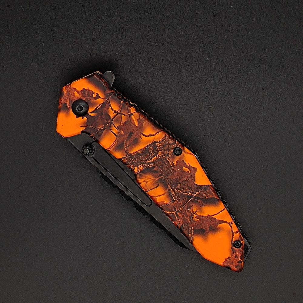 Orange custom slide blade knifes survival knife folding hunting pocket  knife 5