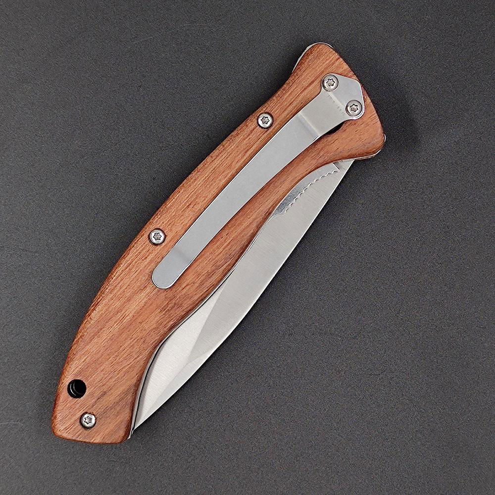  outdoor campingknife with wood handle stainless steel pocket folding knife  4