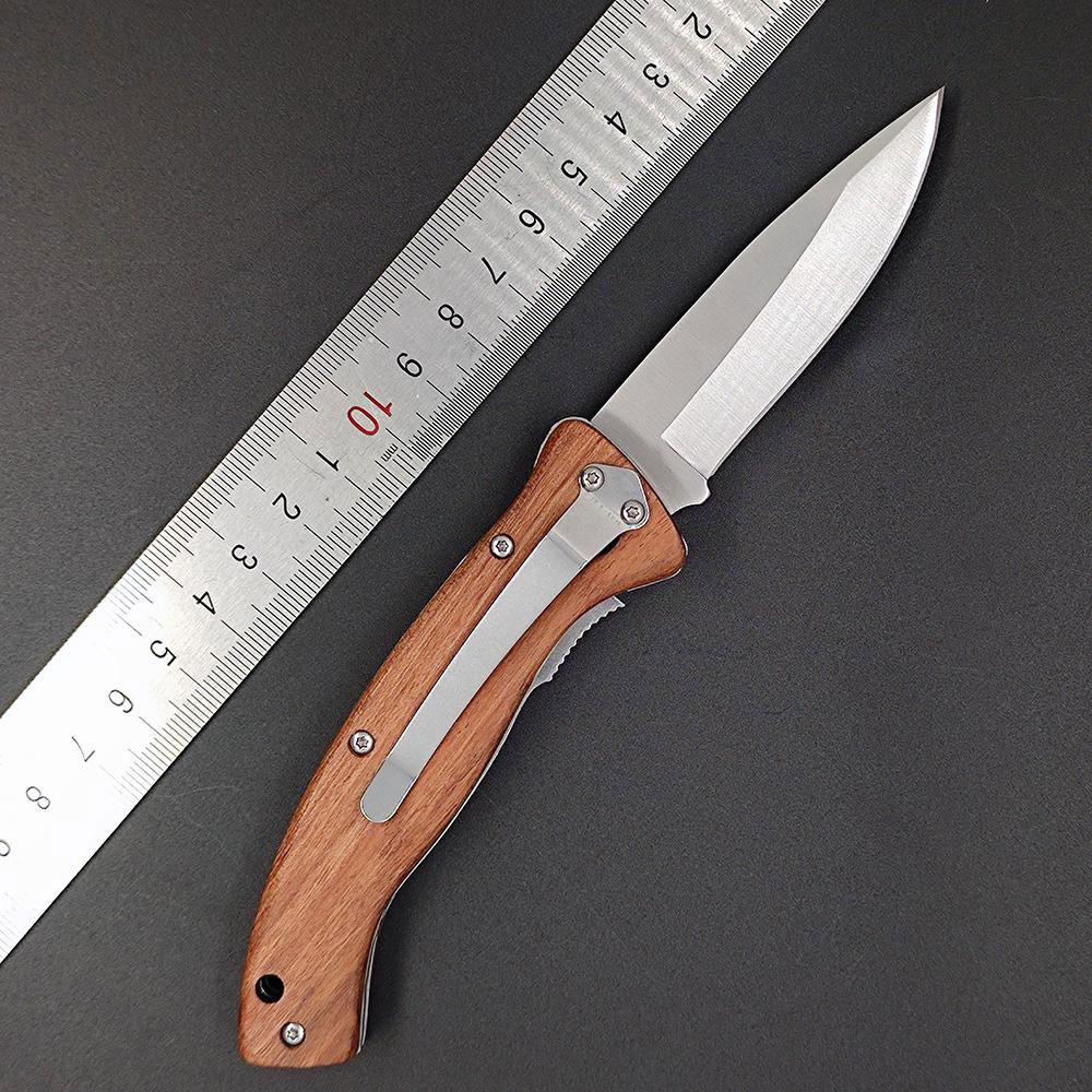  outdoor campingknife with wood handle stainless steel pocket folding knife  2