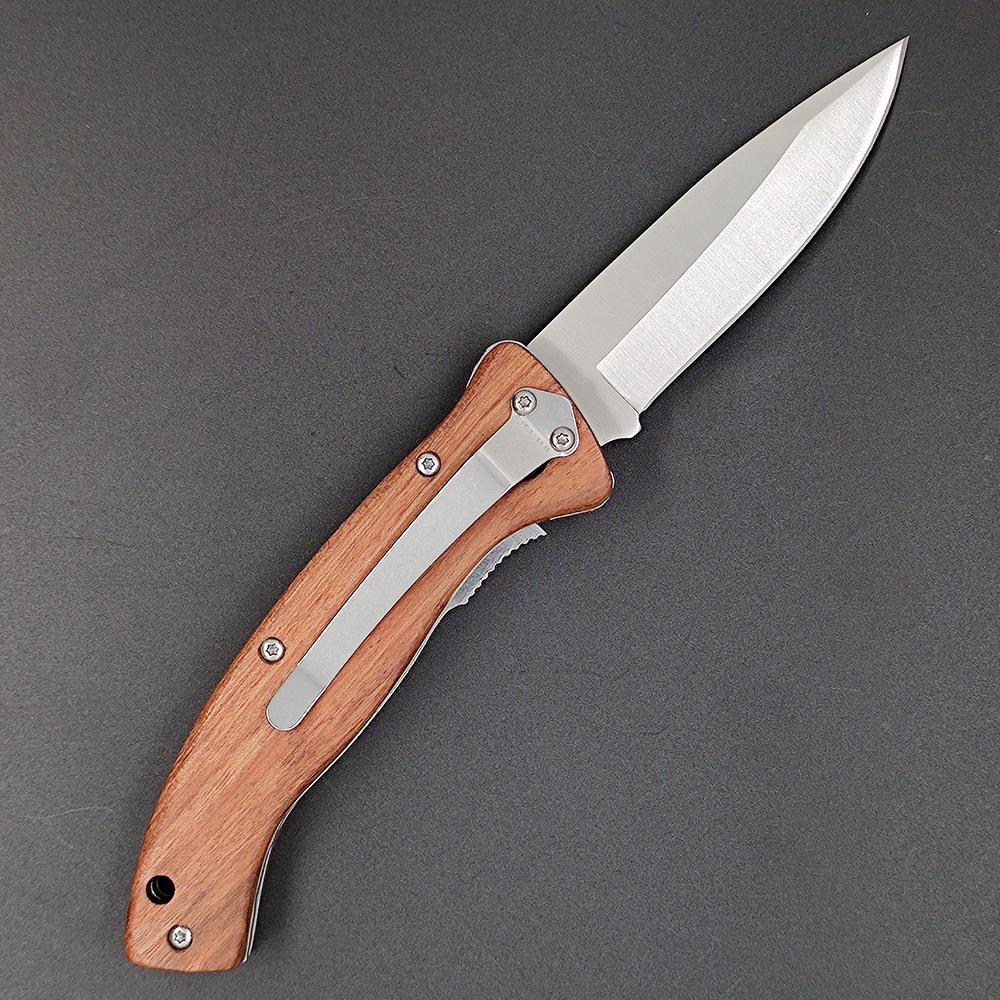  outdoor campingknife with wood handle stainless steel pocket folding knife  7