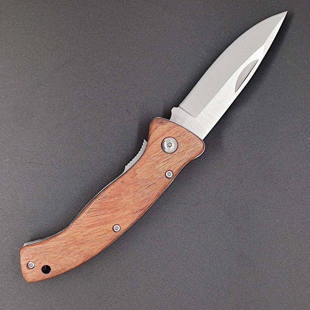  outdoor campingknife with wood handle stainless steel pocket folding knife  8