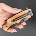 Multi functional camping survival olive wooden handle hiking knives  9