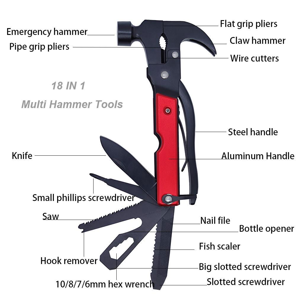 Multi-purpose Claw hammer Tool Outdoor multi tool with hammer and axe 5