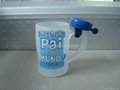 Outside frosted glass beer  mug with bell 