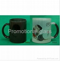 11oz balck color change glass mug 