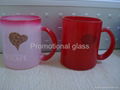 11oz red change colour glass mug with handle