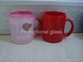 11oz red change colour glass mug with handle