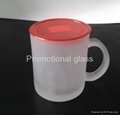 11oz Frosted glass mug with plastic lid 2