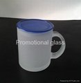 11oz Frosted glass mug with plastic lid 4