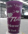 color coating glass mug , promotional glass mug