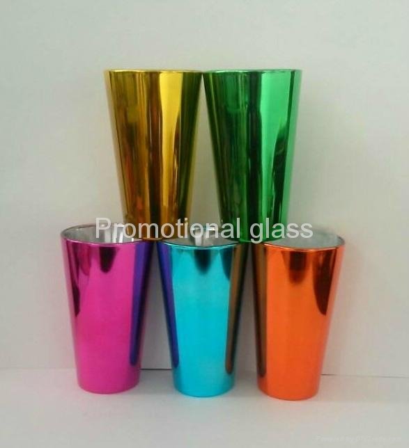 Electroplated  glass cup，promotional beer glass mug 2