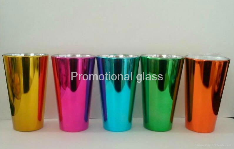 Electroplated  glass cup，promotional beer glass mug 3