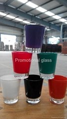 color coating glass cup , promotional glass cup