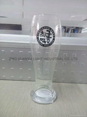 520ml clear Glass beer stein with decal