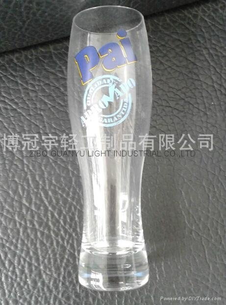 480ml clear Glass beer stein with decal 2