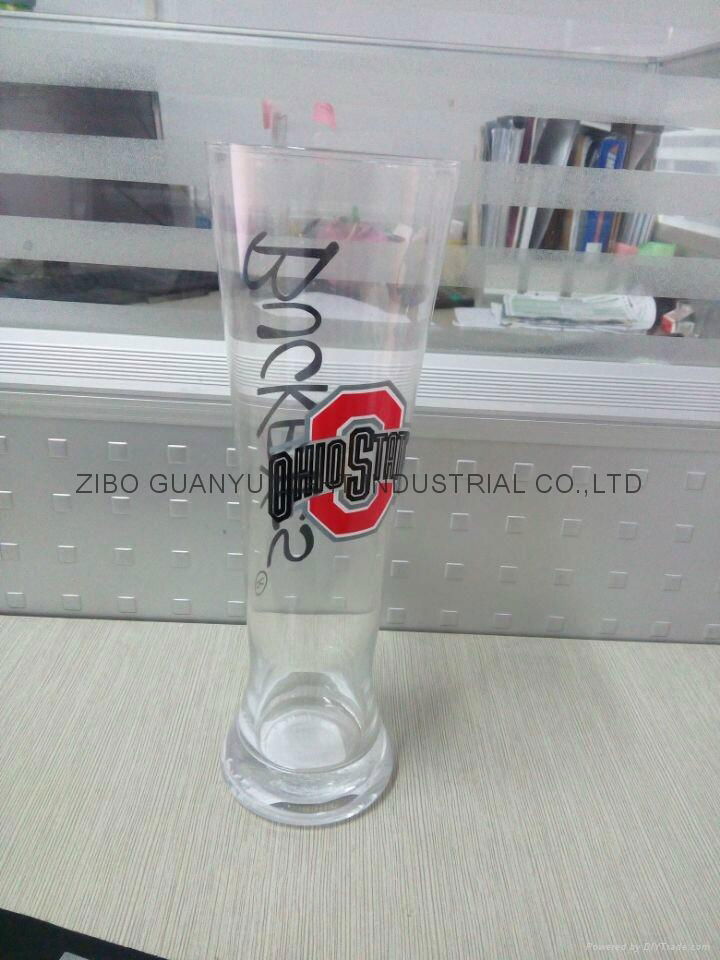 680ml clear Glass beer stein with decal 2