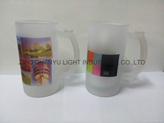 Inside clear and Outside frosted sublimation glass beer mug