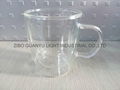 300ml Double wall Glass Mug With Handle,heat-resistant 2